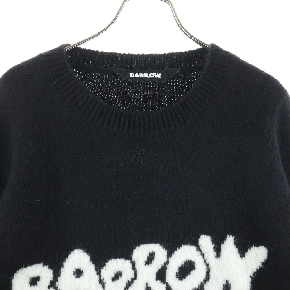BARROW(バロウ) BIG ビックロゴデザイン クルーネック ニット セーター ブラック