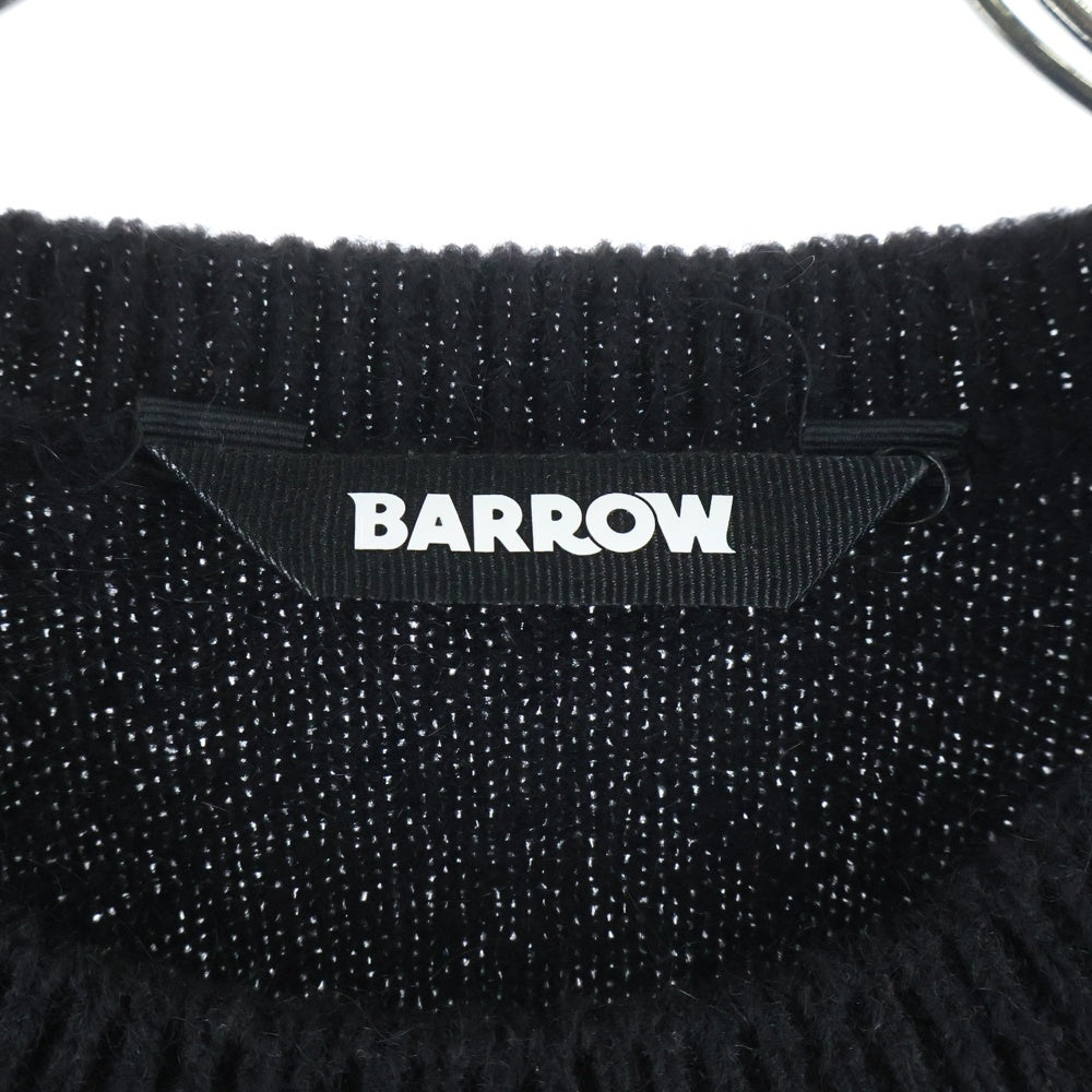 BARROW(バロウ) BIG ビックロゴデザイン クルーネック ニット セーター ブラック