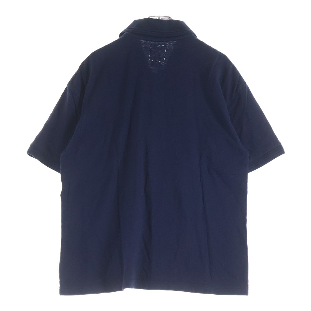 VISVIM(ヴィスヴィム) 22SS JUMBO WELLER S/S カシミヤ混 フロントロゴワッペン ジャンボ ウェラー 半袖ポロシャツ ネイビー 0122105010018