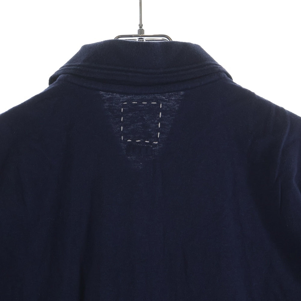 VISVIM(ヴィスヴィム) 22SS JUMBO WELLER S/S カシミヤ混 フロントロゴワッペン ジャンボ ウェラー 半袖ポロシャツ ネイビー 0122105010018