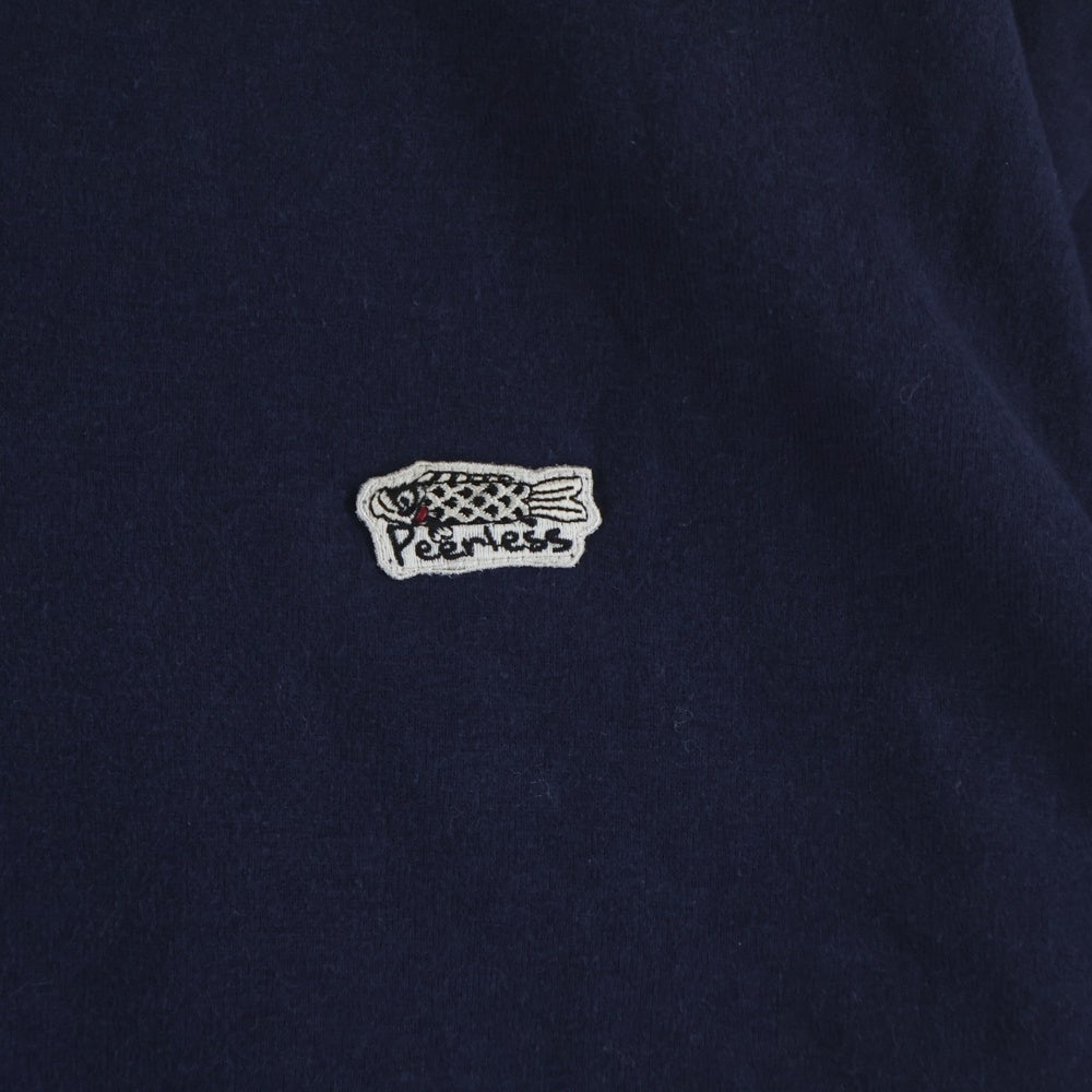 VISVIM(ヴィスヴィム) 22SS JUMBO WELLER S/S カシミヤ混 フロントロゴワッペン ジャンボ ウェラー 半袖ポロシャツ ネイビー 0122105010018