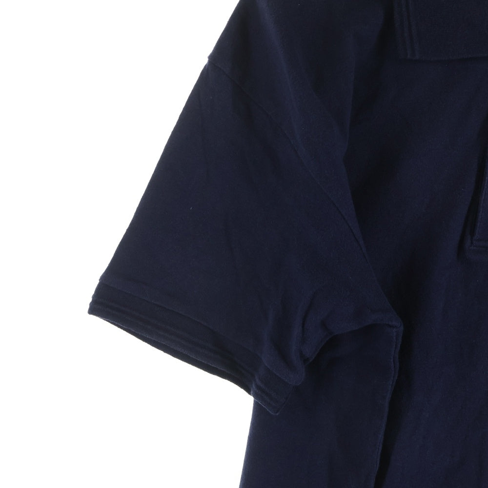 VISVIM(ヴィスヴィム) 22SS JUMBO WELLER S/S カシミヤ混 フロントロゴワッペン ジャンボ ウェラー 半袖ポロシャツ ネイビー 0122105010018