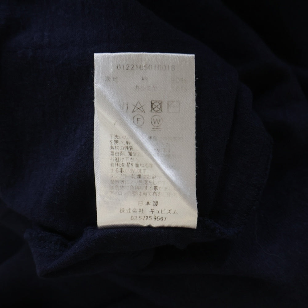 VISVIM(ヴィスヴィム) 22SS JUMBO WELLER S/S カシミヤ混 フロントロゴワッペン ジャンボ ウェラー 半袖ポロシャツ ネイビー 0122105010018