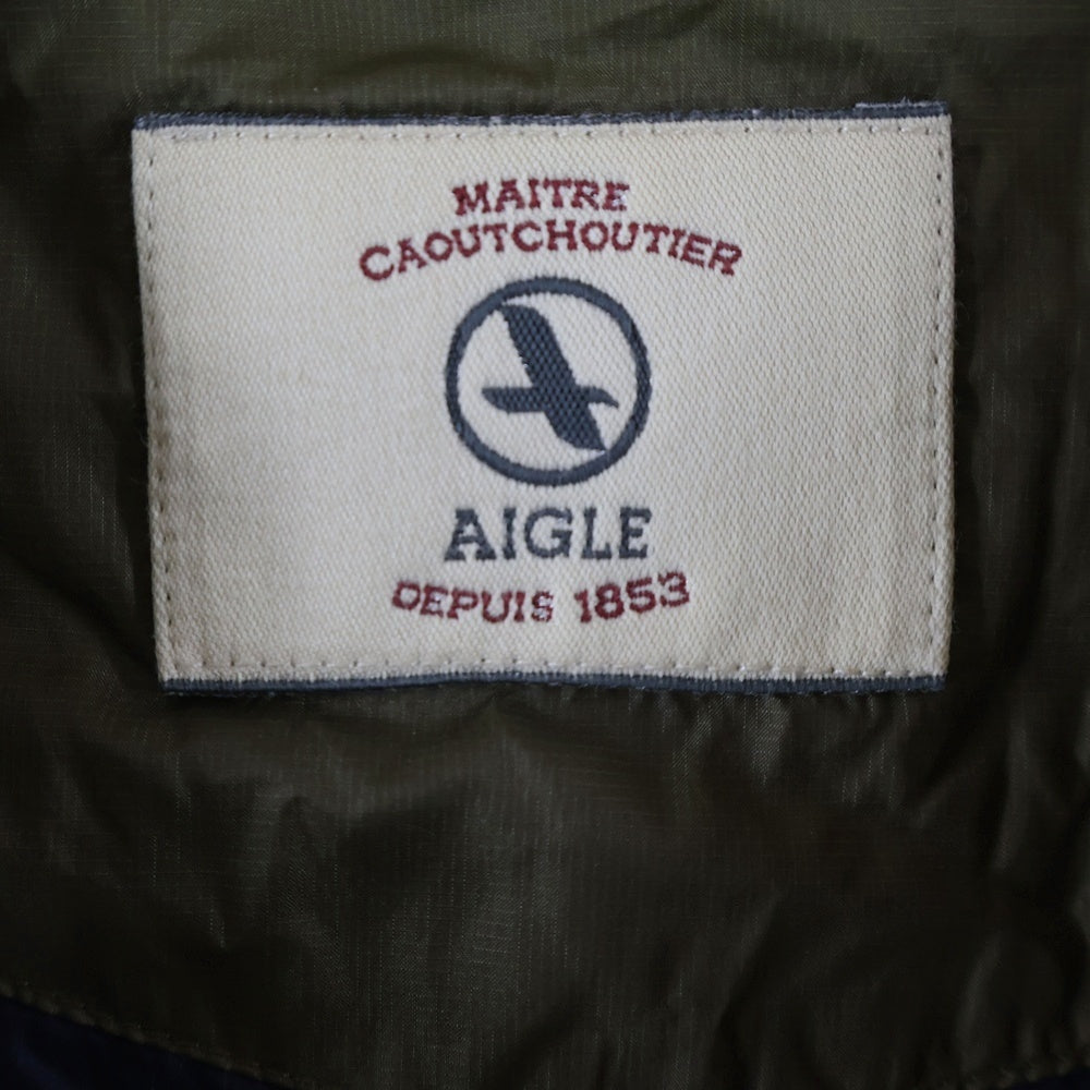 AIGLE(エーグル) キルティング フーデットダウン ロングジャケット ネイビー/カーキ ZBFH972-KC18C-SO レディース