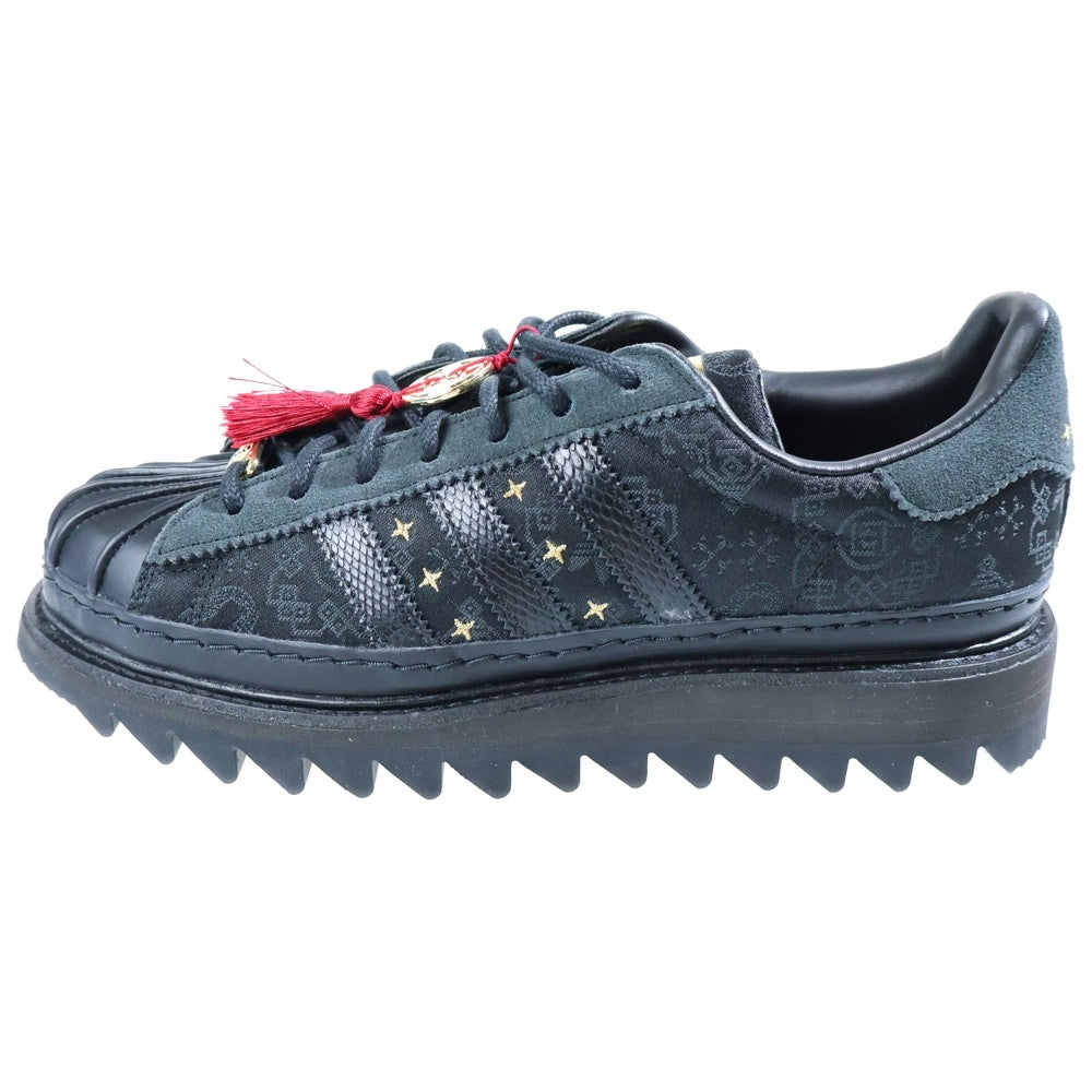 adidas(アディダス) ×CLOT SUPERSTAR LUNAR NEW TEAR ×クロット スーパースター レザーローカットスニーカー ブラック US7/25cm JR5114