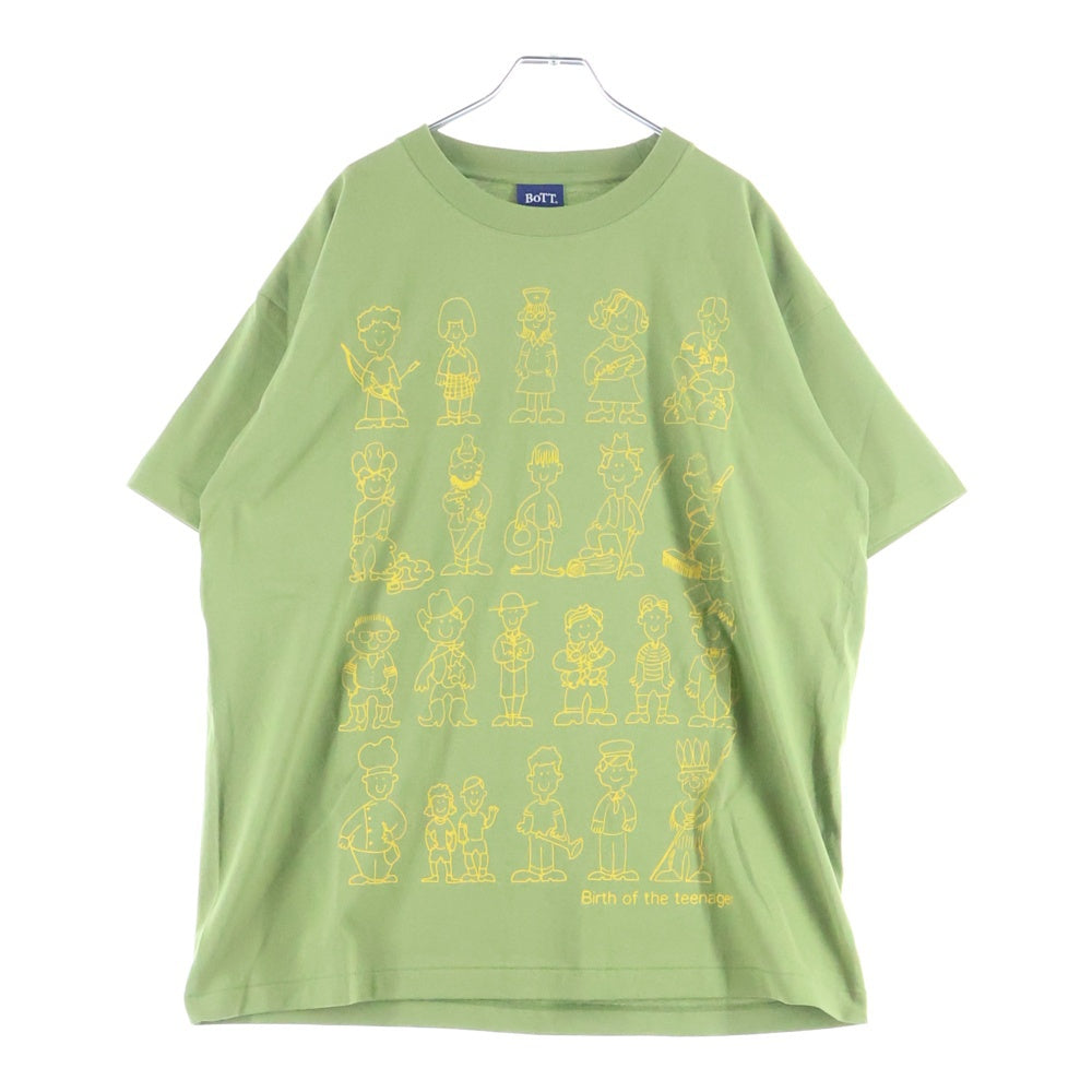 BoTT(ボット) キャラクタープリント クルーネック 半袖Tシャツ カットソー グリーン 253BoTT59