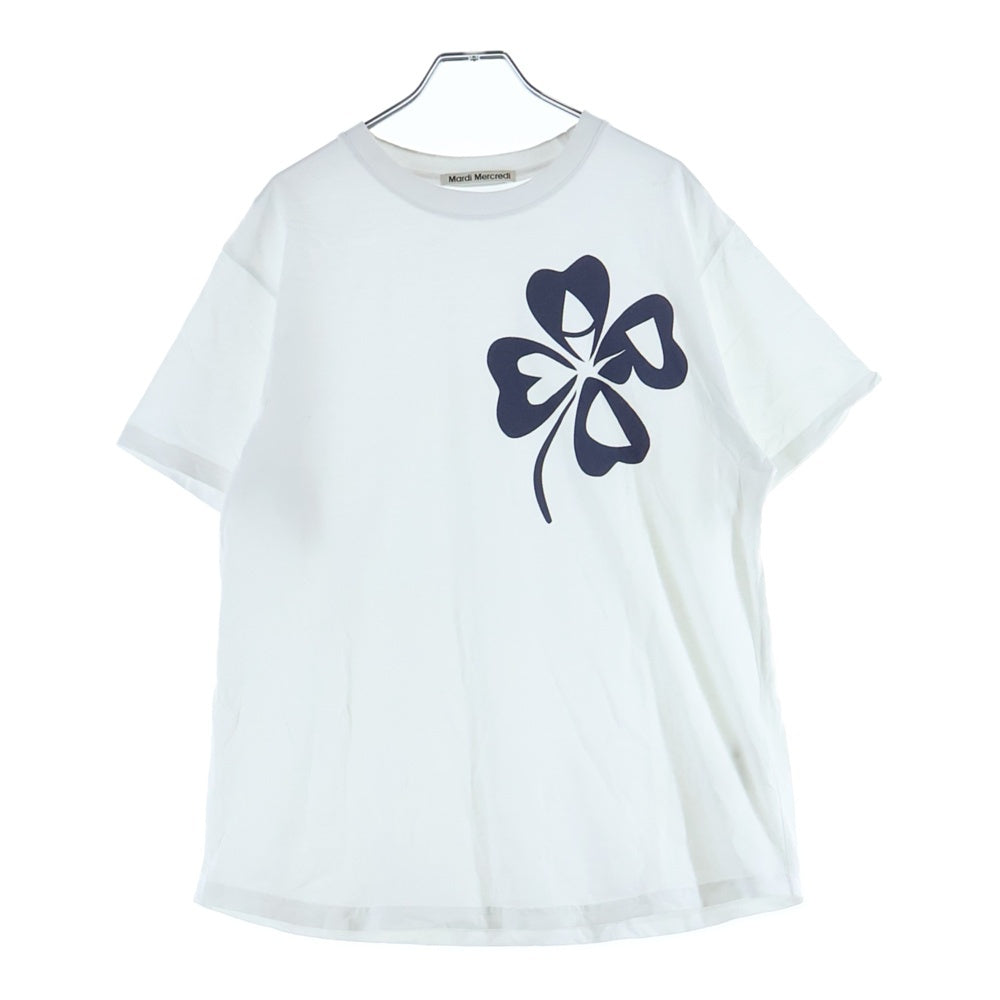 Mardi Mercredi(マルディメクルディ) 24SS CLOVERMARDI クローバープリント クルーネック 半袖Tシャツ カットソー ホワイト レディース