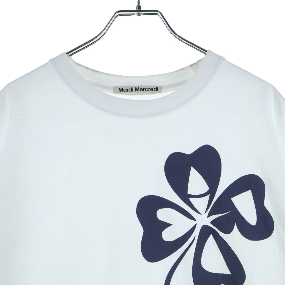 Mardi Mercredi(マルディメクルディ) 24SS CLOVERMARDI クローバープリント クルーネック 半袖Tシャツ カットソー ホワイト レディース