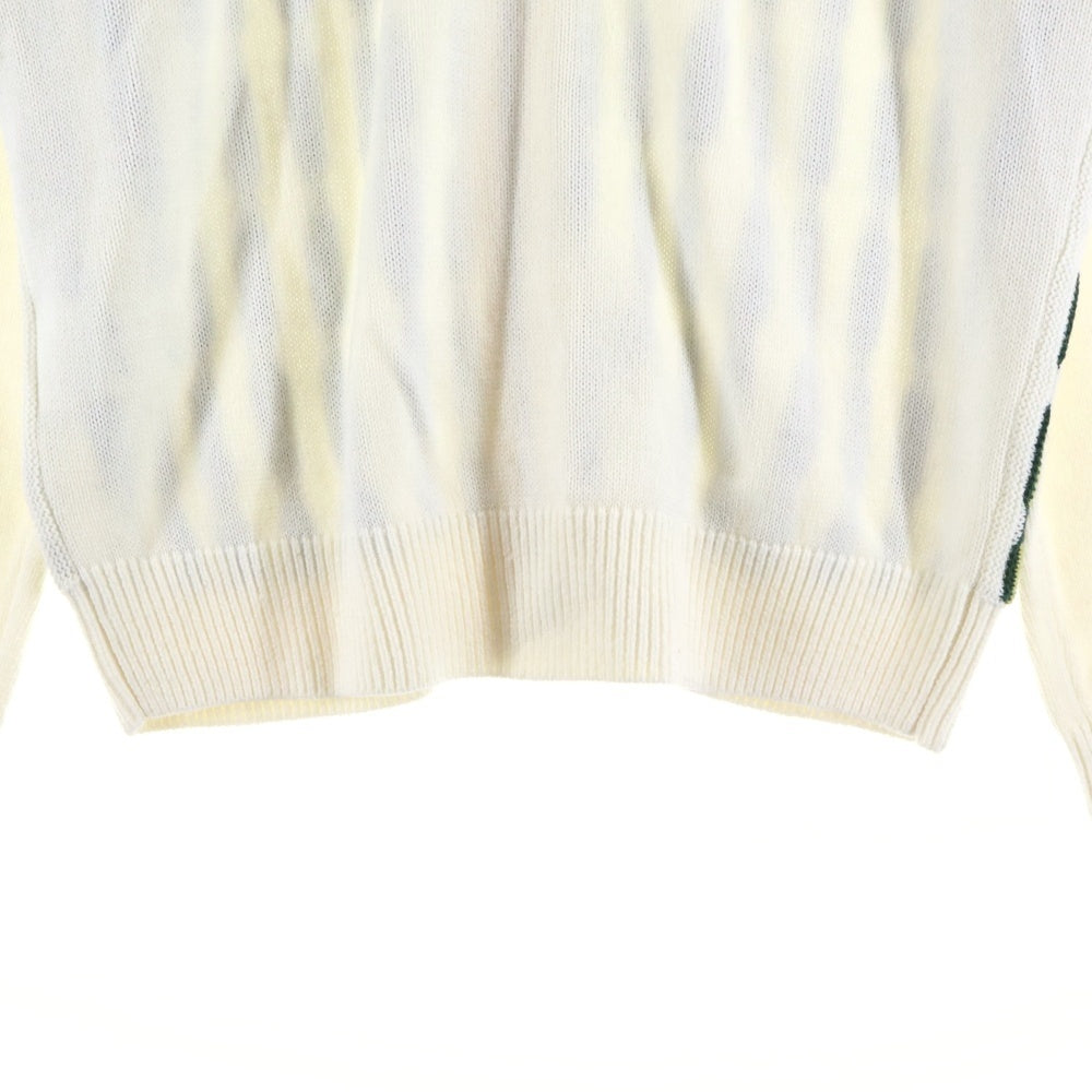 THISISNEVERTHAT(ディスイズネバーザット) CHAIN ZIP UP POLO チェーン ジップアップ アクリルウールニットポロ セーター ホワイト/グリーン TN223KKNCK03