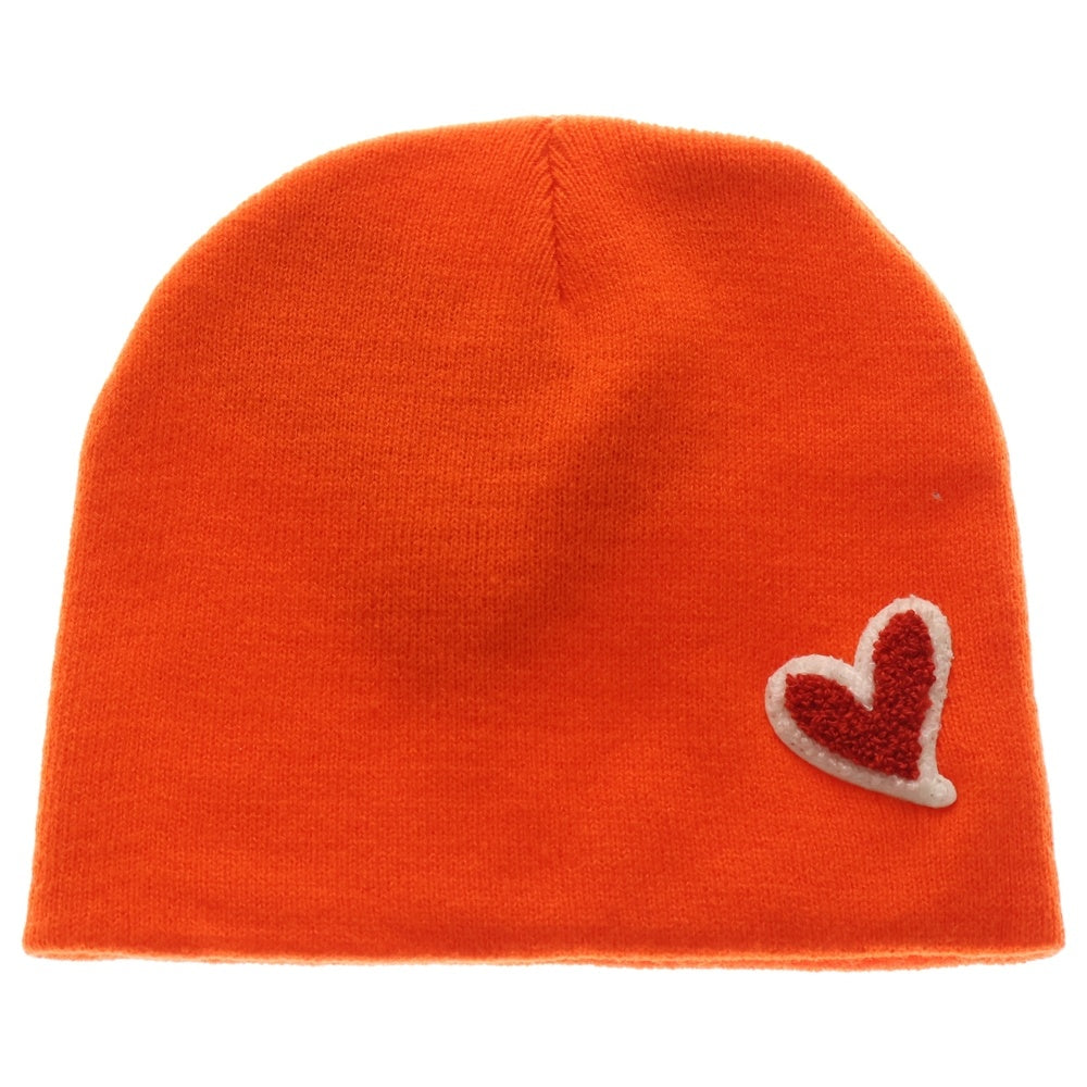 NO BRAND(ノーブランド) SWEET YEARS スウィートイヤーズ ハートパイルパッチ アクリルニット ビーニー ニットキャップ オレンジ 11641SY レディース