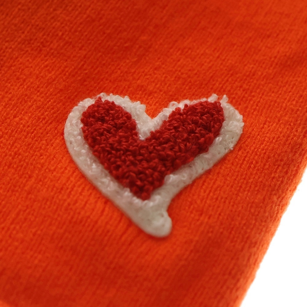 NO BRAND(ノーブランド) SWEET YEARS スウィートイヤーズ ハートパイルパッチ アクリルニット ビーニー ニットキャップ オレンジ 11641SY レディース