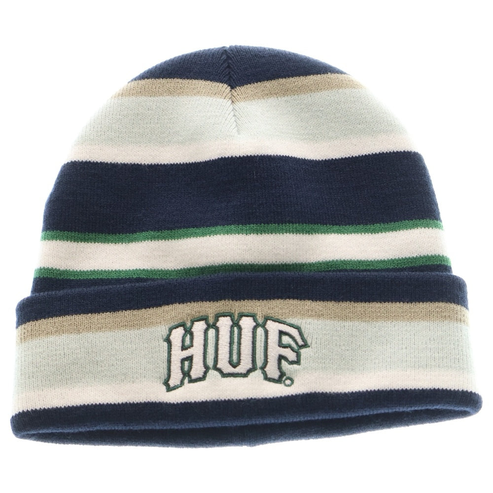 HUF(ハフ) PIERCE BEANIE ピアス ボーダー アクリルニットビーニー ニットキャップ ネイビー/ブルー FA25 BN00176