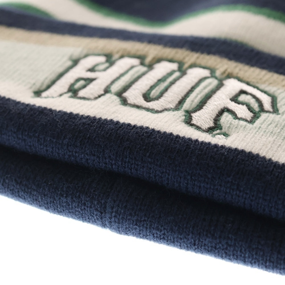 HUF(ハフ) PIERCE BEANIE ピアス ボーダー アクリルニットビーニー ニットキャップ ネイビー/ブルー FA25 BN00176