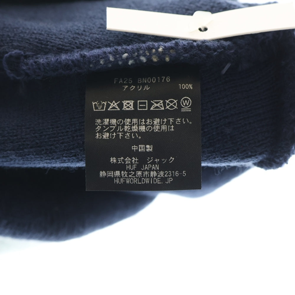 HUF(ハフ) PIERCE BEANIE ピアス ボーダー アクリルニットビーニー ニットキャップ ネイビー/ブルー FA25 BN00176
