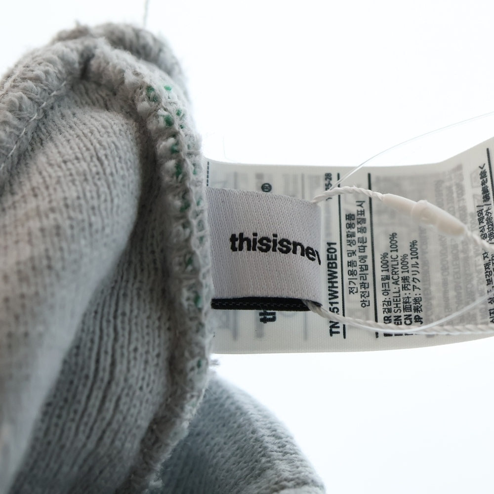 THISISNEVERTHAT(ディスイズネバーザット) SCRIPT-LOGO NO CUFF BEANIE スクリプトロゴ ノーカフ アクリルニットビーニー ニットキャップ グレー TN251WHWBE01