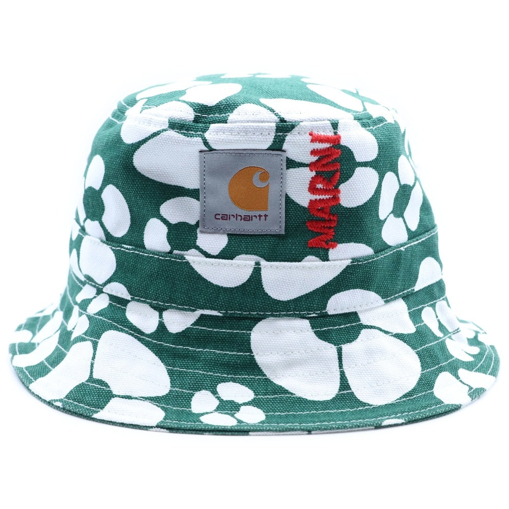 CARHARTT(カーハート) ×MARNI BUCKET HAT マルニ フラワー コットン バケットハット 帽子 グリーン/ホワイト IO31294