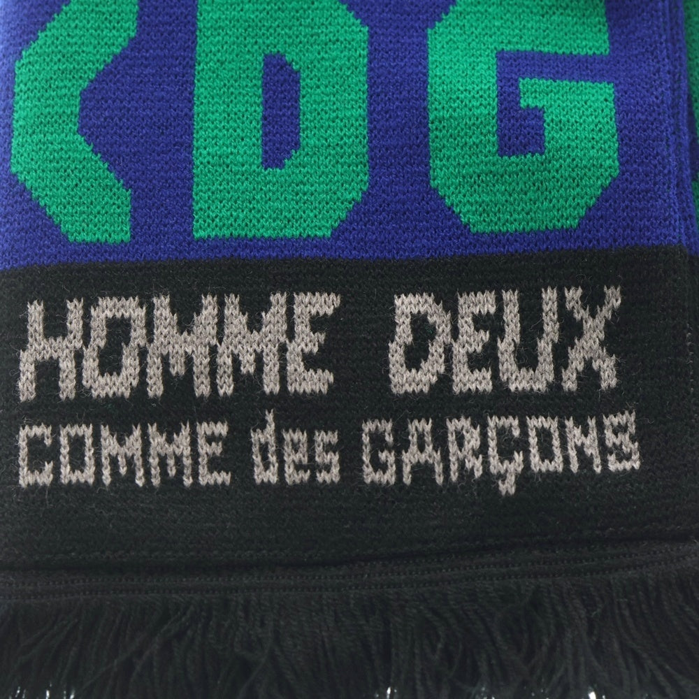 COMME des GARCONS HOMME DEUX(コムデギャルソン オムドゥ) 25AW ACRYLIC JACQUARD UK製 アクリルジャガード フリンジマフラー ストール ブラック/グリーン DP-K453