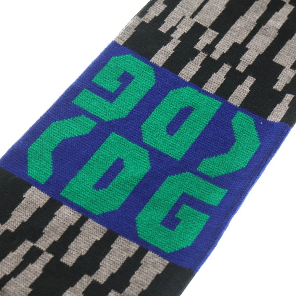 COMME des GARCONS HOMME DEUX(コムデギャルソン オムドゥ) 25AW ACRYLIC JACQUARD UK製 アクリルジャガード フリンジマフラー ストール ブラック/グリーン DP-K453