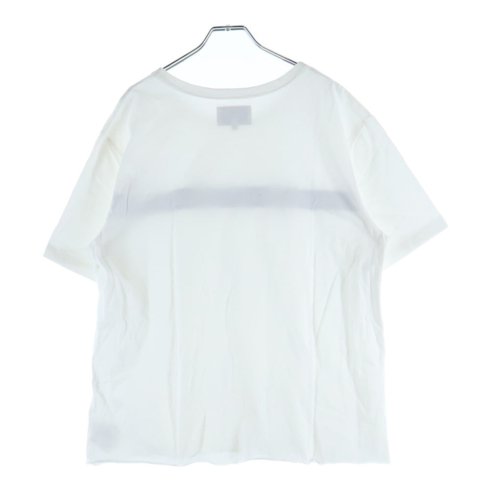 Matin Kim(マーティンキム) LOGO CUTTED CROP TOP フロントカット加工ロゴTシャツ 半袖クルーネックカットソー ホワイト レディース MK2400TS003M