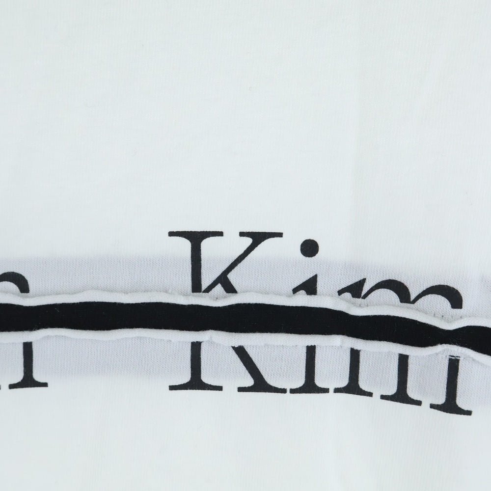 Matin Kim(マーティンキム) LOGO CUTTED CROP TOP フロントカット加工ロゴTシャツ 半袖クルーネックカットソー ホワイト レディース MK2400TS003M
