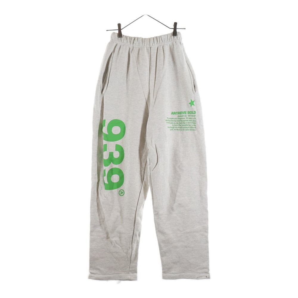 NO BRAND(ノーブランド) ARCHIEVE BOLD(アーカイブボールド)939 Logo sweats pants フロントロゴプリント スウェットロングパンツ グレー