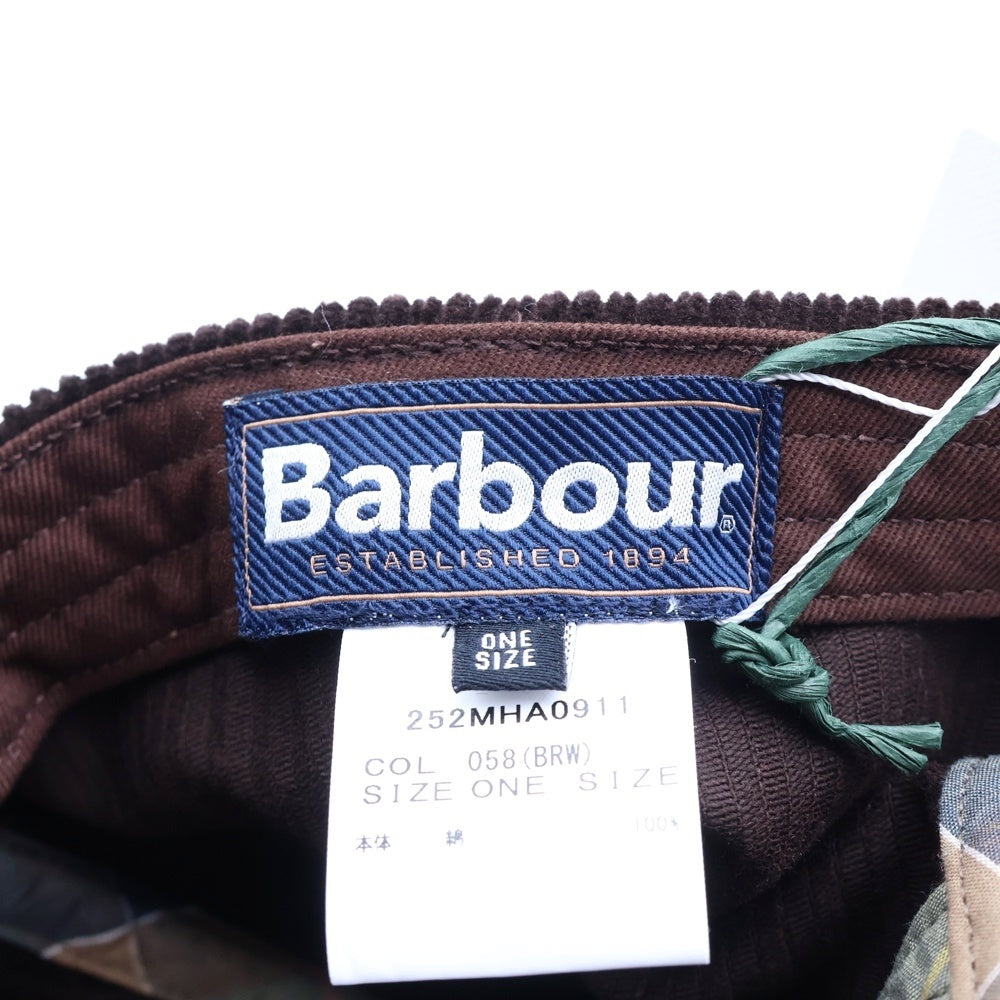 Barbour(バブアー) 25AW PRESTON CORD CAP プレストン ロゴ刺繍 コーデュロイキャップ 帽子 ブラウン 252MHA0911