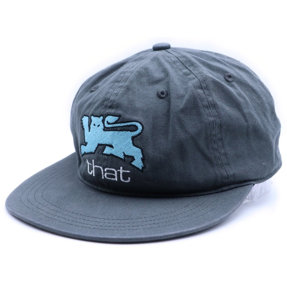 THISISNEVERTHAT(ディスイズネバーザット) OVERDYED LION CAP オーバーダイ加工 ライオン フロントロゴ ベースボールキャップ 帽子 グレー TN243WHWBC11