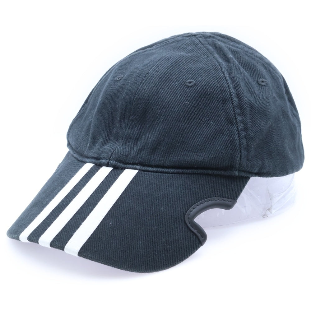 BALENCIAGA(バレンシアガ) ×adidas アディダス ロゴストライプベースボールキャップ 帽子 ブラック 712160 410B2