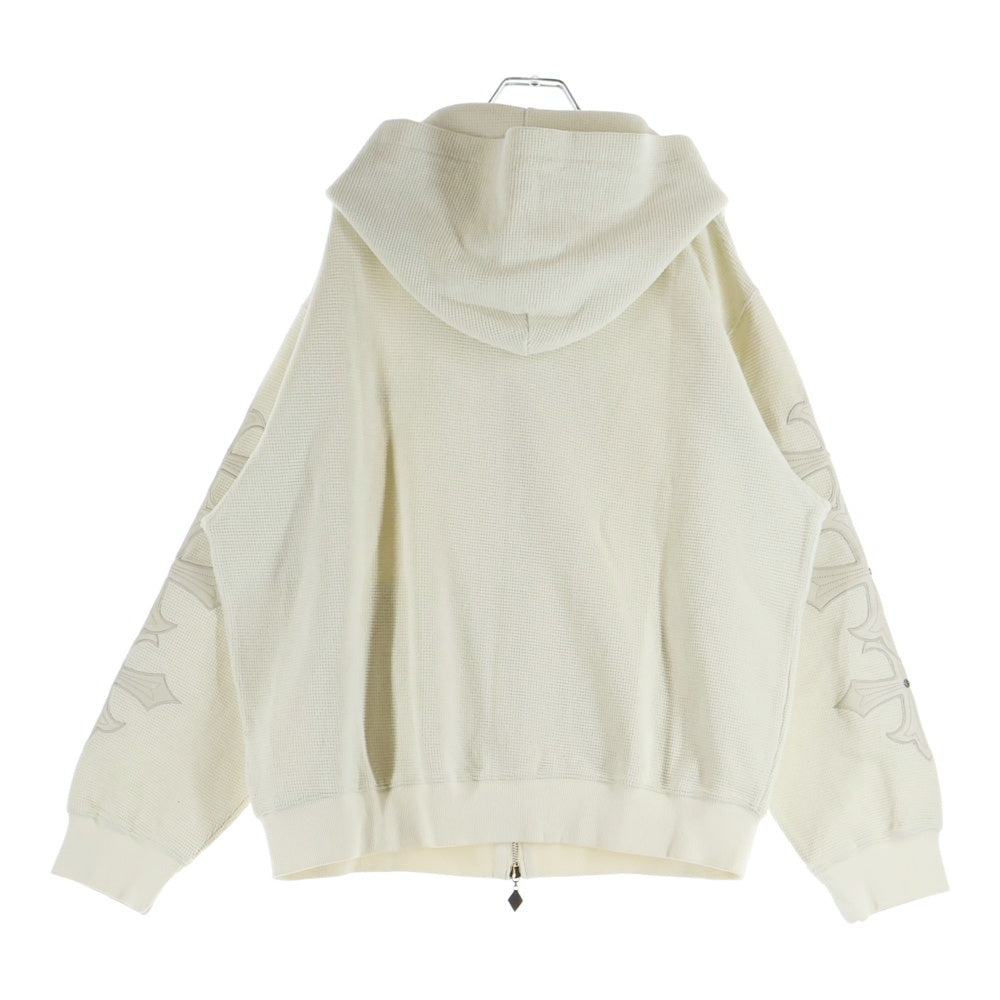 SUPPLIER(サプライヤ) CROSS LEATHER PATCH THERMAL ZIP HOODIE ロゴエンブロイダリー クロスレザーパッチ サーマルジップフーディー ベージュ
