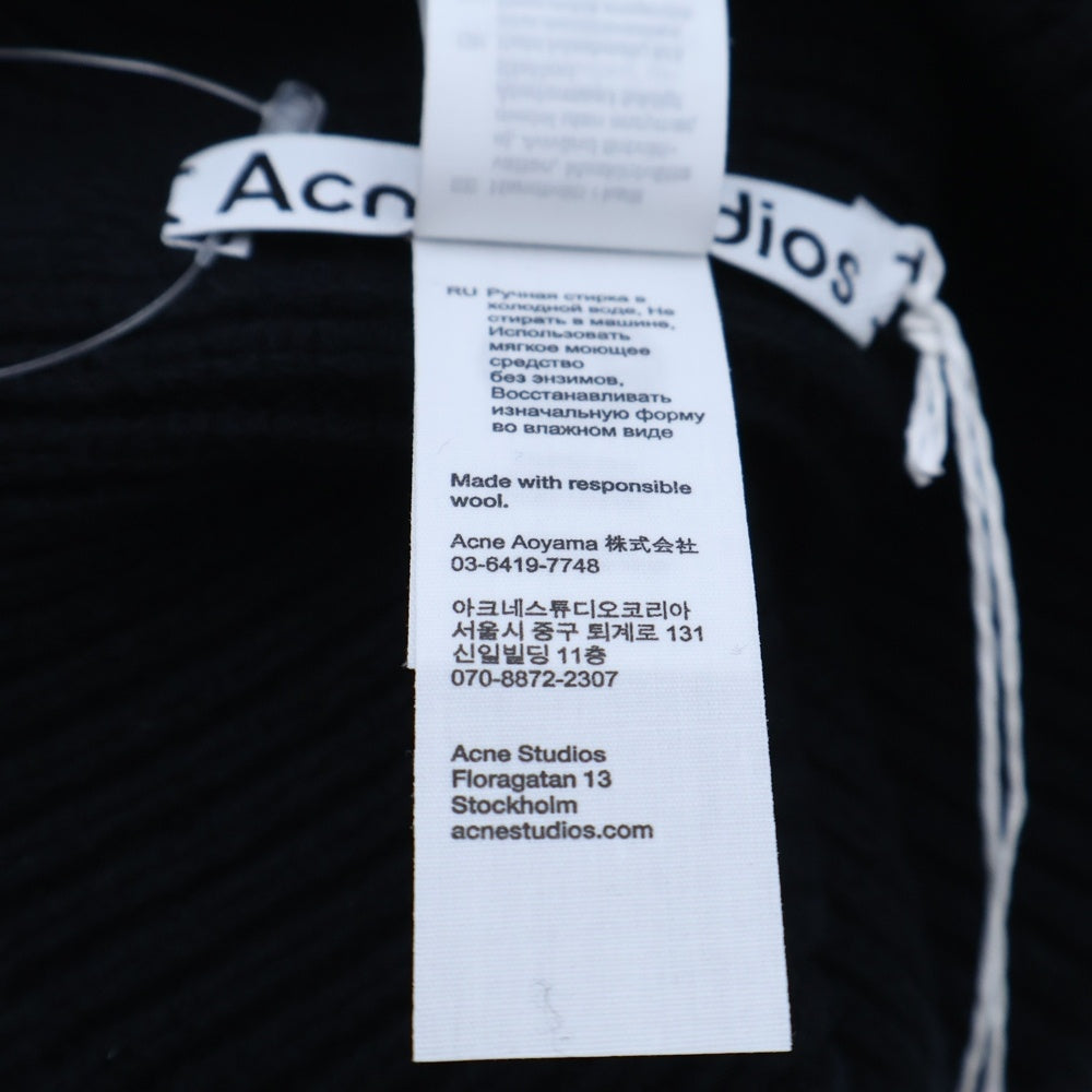 Acne Studios(アクネ ストゥディオズ) フェイスロゴパッチ ウール混ニットビーニー ニット帽 帽子 ブラック vFA-UX-HATS000255