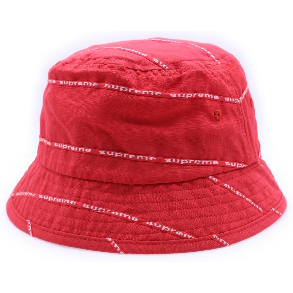 SUPREME(シュプリーム) 20SS Jacquard Line Crusher ロゴ総柄 ジャガードリネンクラッシャーハット 帽子 レッド