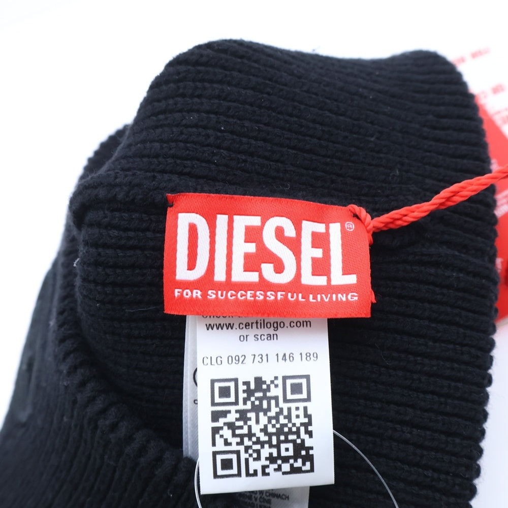 DIESEL(ディーゼル) K-CODER-FULLY B CAP Dロゴ刺繍 ニットビーニー ニット帽 ブラック A04092