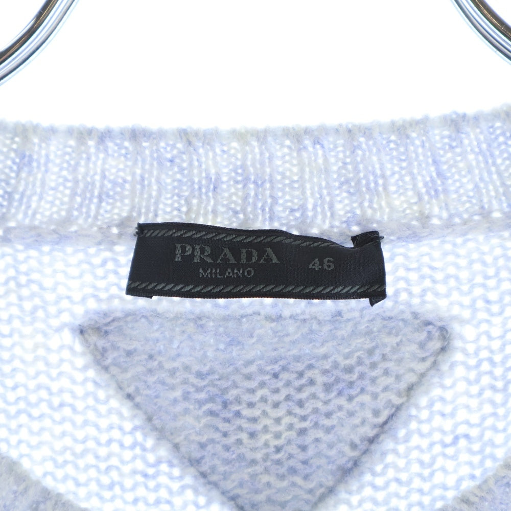 PRADA(プラダ) GIROCOLLO シェットランドウール クルーネックセーター ブルー UMB923