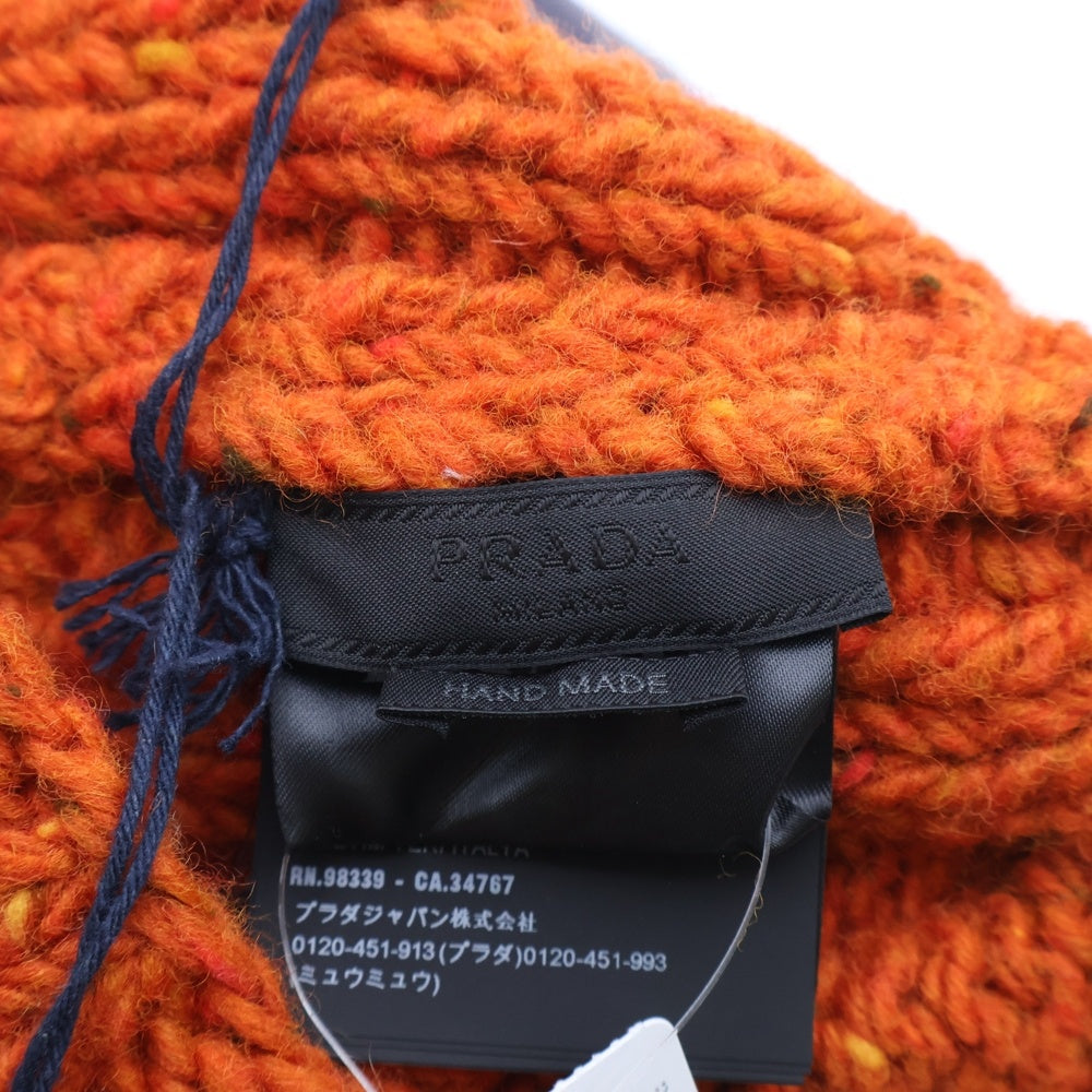 PRADA(プラダ) ウールニットビーニー ニット帽 帽子 オレンジ UMD468 1XSQ