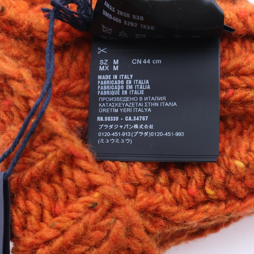 PRADA(プラダ) ウールニットビーニー ニット帽 帽子 オレンジ UMD468 1XSQ