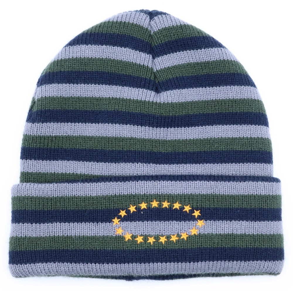 AFB(エーエフビー) DOUBLE BEANIE ボーダー ダブル アクリルニットビーニー ニット帽 帽子 ネイビー/グリーン