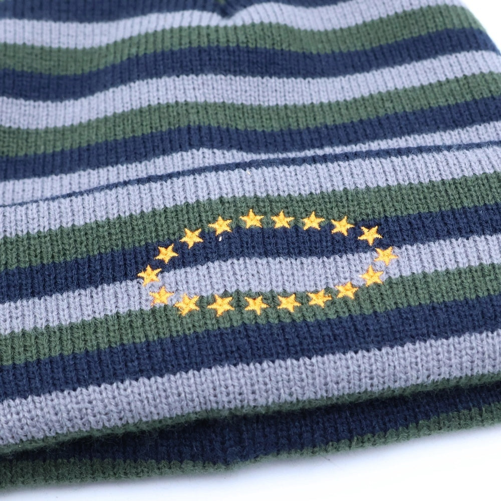 AFB(エーエフビー) DOUBLE BEANIE ボーダー ダブル アクリルニットビーニー ニット帽 帽子 ネイビー/グリーン