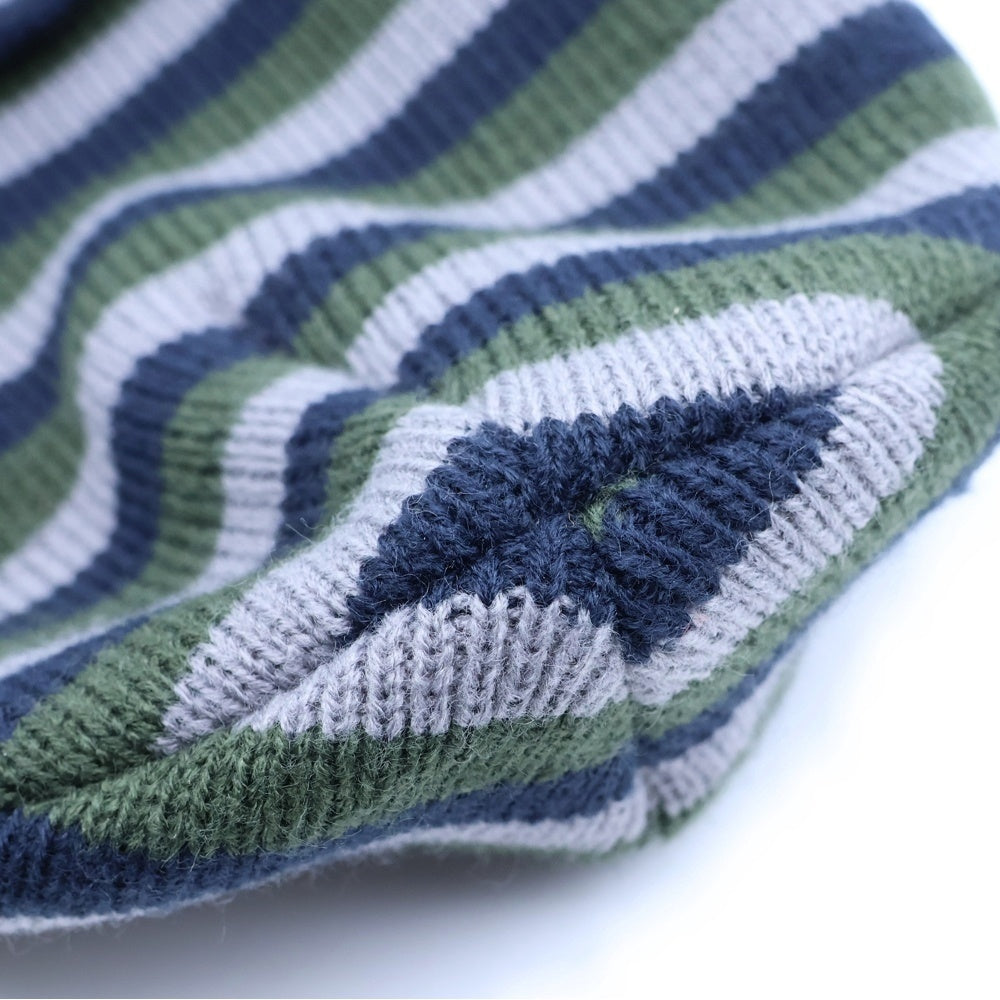 AFB(エーエフビー) DOUBLE BEANIE ボーダー ダブル アクリルニットビーニー ニット帽 帽子 ネイビー/グリーン