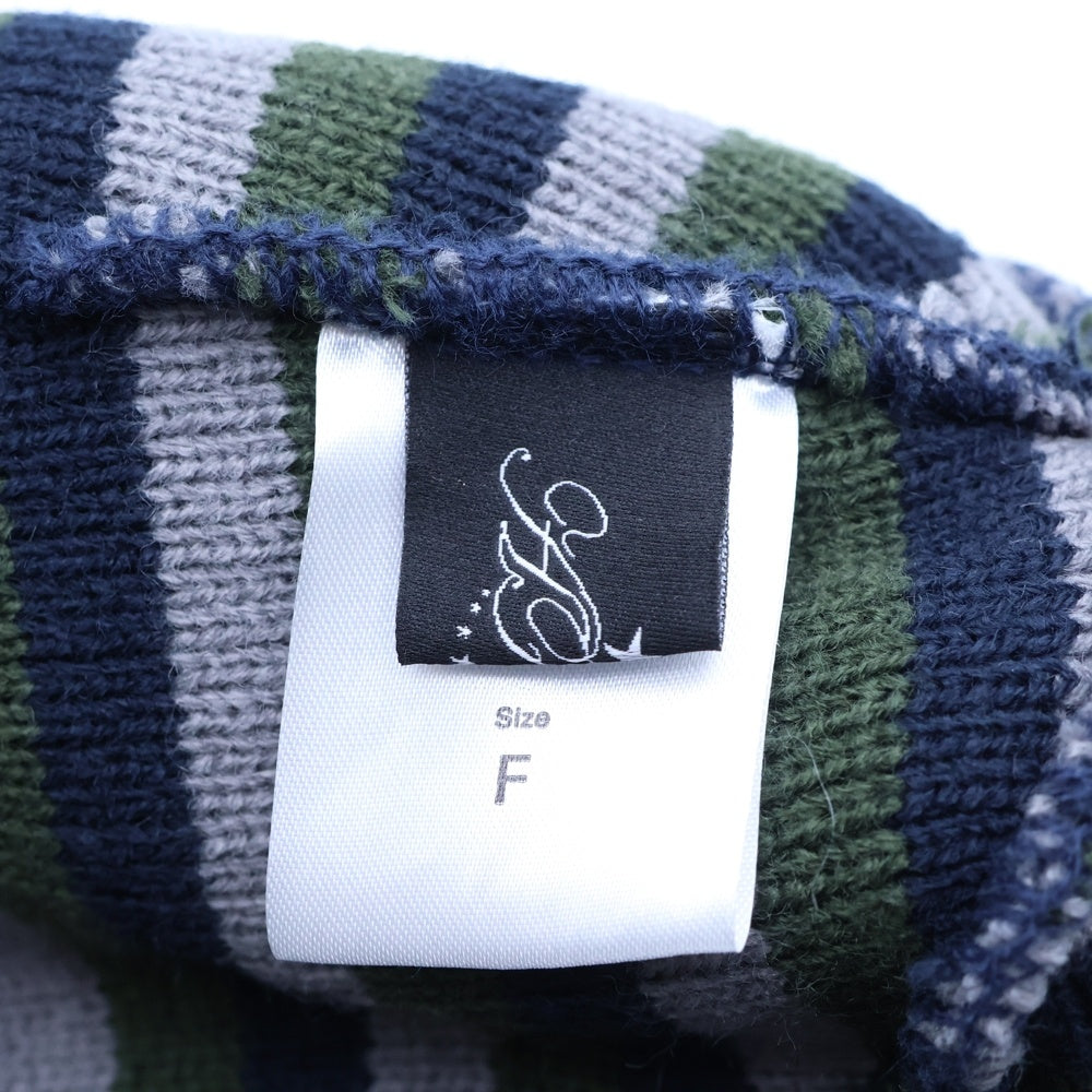 AFB(エーエフビー) DOUBLE BEANIE ボーダー ダブル アクリルニットビーニー ニット帽 帽子 ネイビー/グリーン