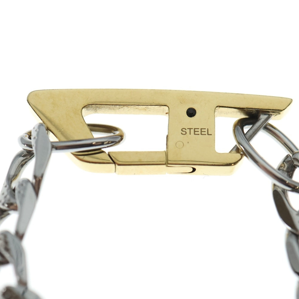 DIESEL(ディーゼル) STEEL NECKLACE Dロゴ チェーンネックレス シルバー/ゴールド DX1343 レディース