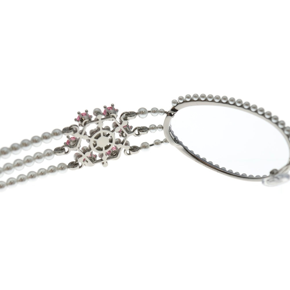 GENTLE MONSTER(ジェントルモンスター) Bijou De 02 オーバル型 パール装飾 メタルフレームサングラス アイウェア シルバー/ホワイト/ピンク レディース