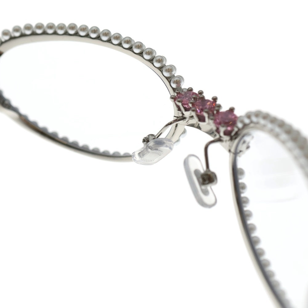 GENTLE MONSTER(ジェントルモンスター) Bijou De 02 オーバル型 パール装飾 メタルフレームサングラス アイウェア シルバー/ホワイト/ピンク レディース