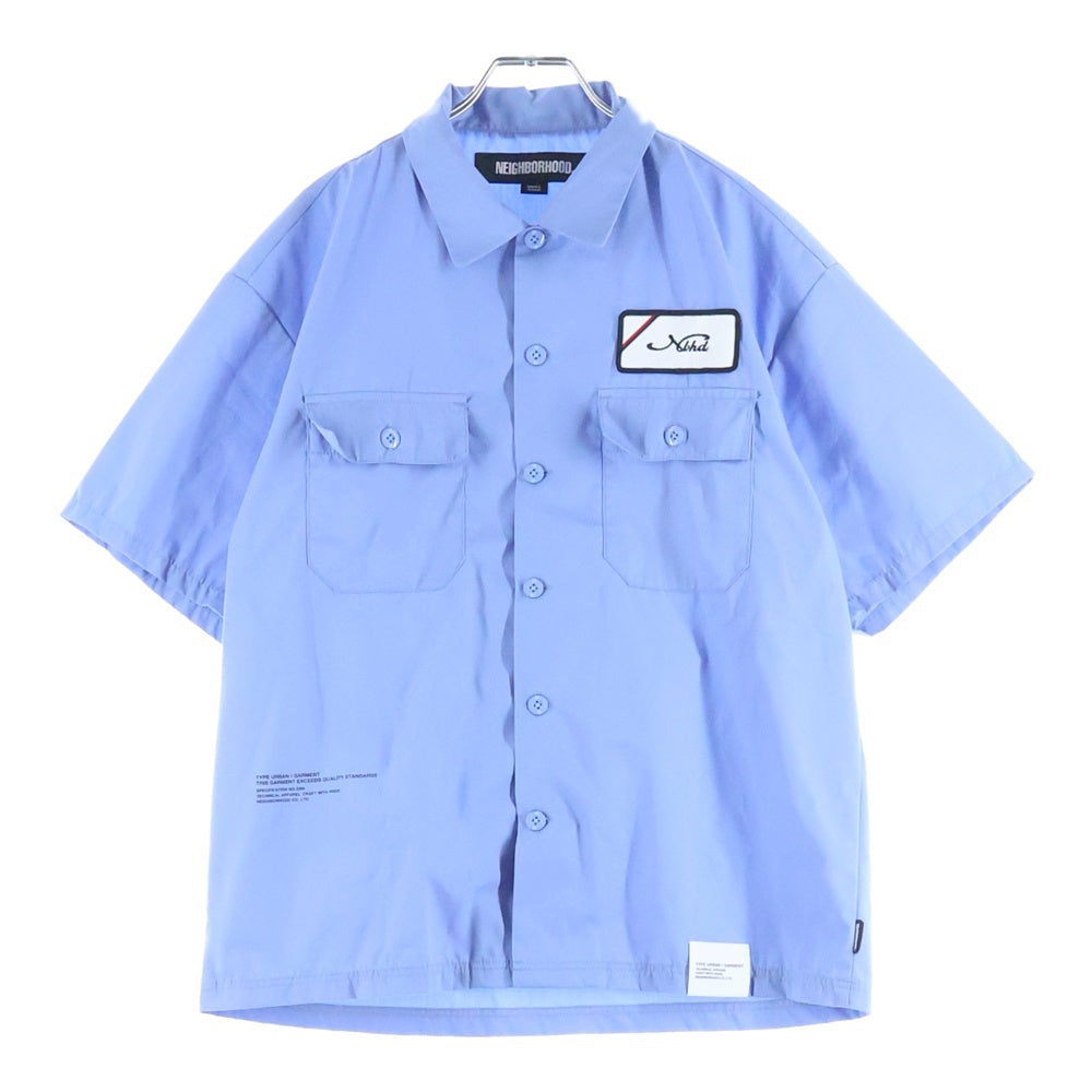 NEIGHBORHOOD(ネイバーフッド) 25SS CLASSIC WORK SHIRT クラシック ロゴワッペン 半袖ワークシャツ ブルー 251TSNH-SHM02
