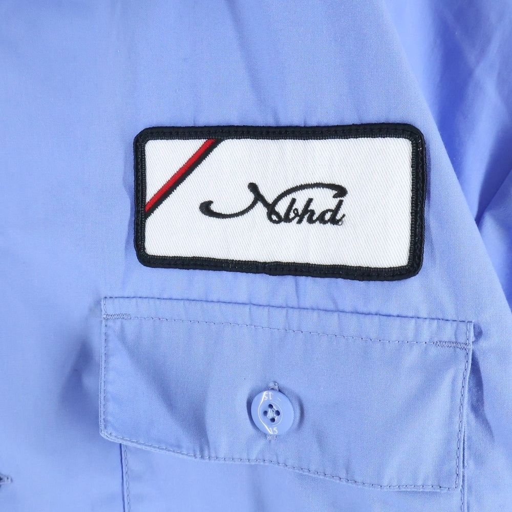 NEIGHBORHOOD(ネイバーフッド) 25SS CLASSIC WORK SHIRT クラシック ロゴワッペン 半袖ワークシャツ ブルー 251TSNH-SHM02