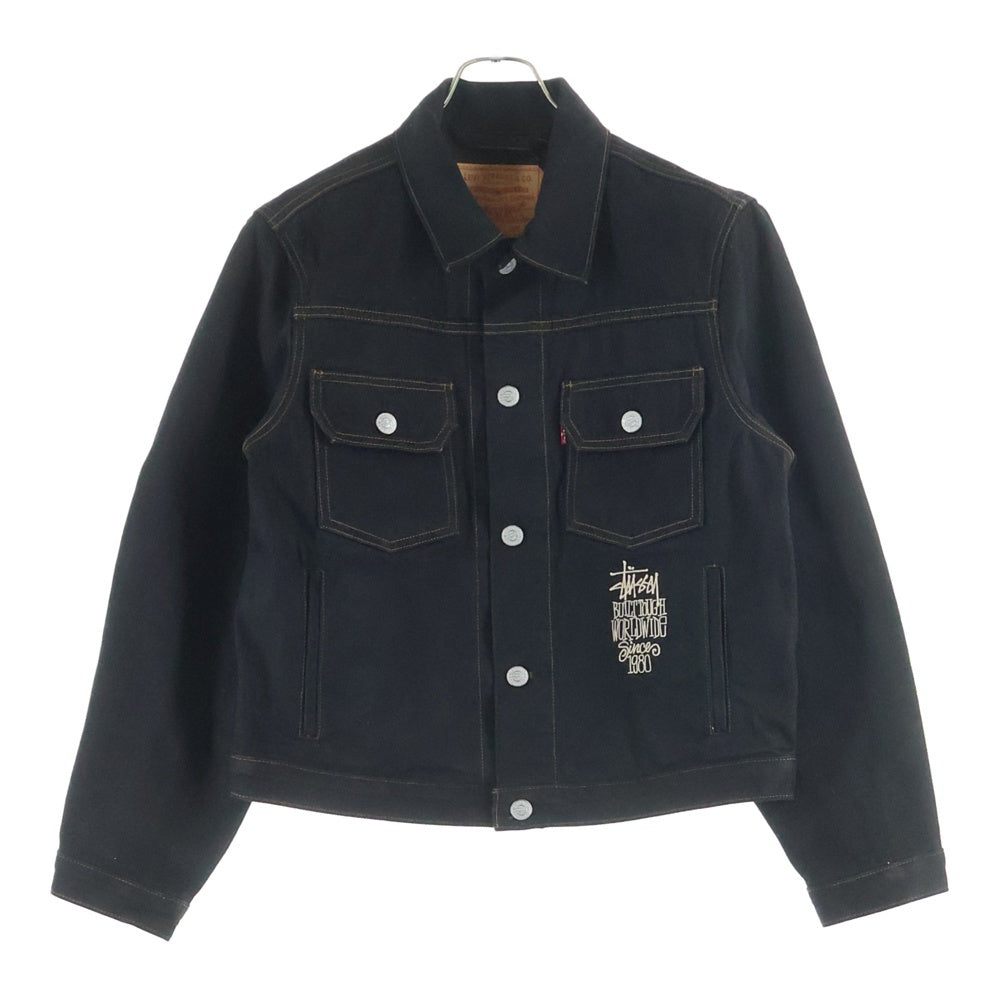 STUSSY(ステューシー) 24SS ×LEVI'S Crispy Rinse Trucker リーバイス クリスピーリンス トラッカーデニムジャケット ブラック A8326-0001