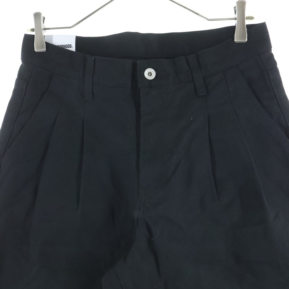 NEIGHBORHOOD(ネイバーフッド) 25SS BAGGY SILHOUETTE TWO TUCK PANTS バギーシルエット 2タック コットンパンツ ブラック 252AQNH-PTM04