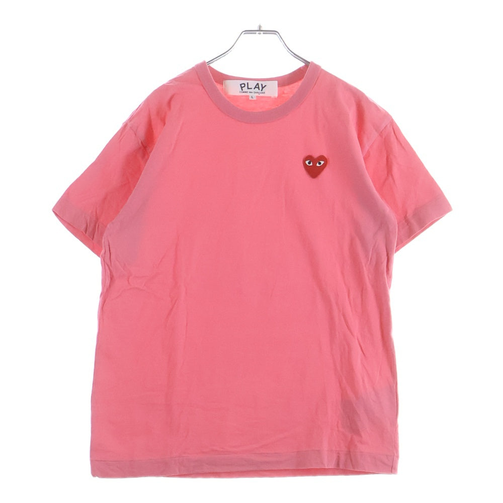 PLAY COMME des GARCONS(プレイコムデギャルソン) AD2025 T-Shirt With Red Emblem レッドエンブレム クルーネック半袖Tシャツ カットソー ピンク AX-T272