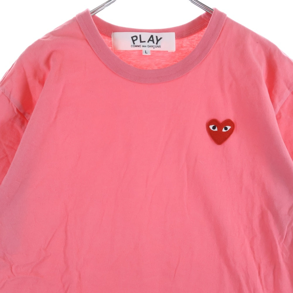 PLAY COMME des GARCONS(プレイコムデギャルソン) AD2025 T-Shirt With Red Emblem レッドエンブレム クルーネック半袖Tシャツ カットソー ピンク AX-T272