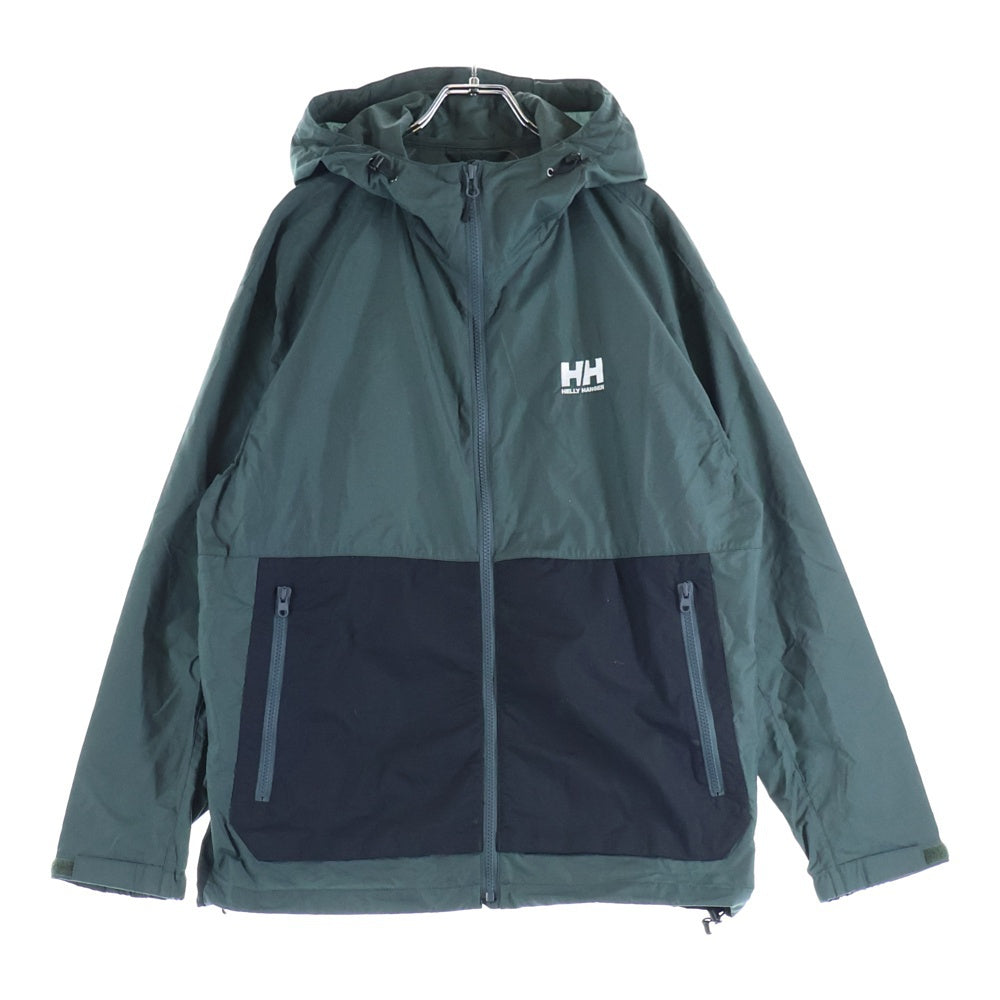 HELLY HANSEN(ヘリーハンセン) BERGEN JACKET ベルゲンジャケット ダブルポケット ジップアップ フーデットマウンテンパーカー ブラック/グリーン HOE12275