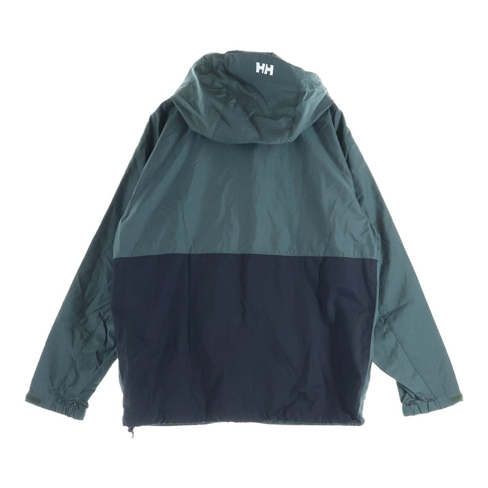 HELLY HANSEN(ヘリーハンセン) BERGEN JACKET ベルゲンジャケット ダブルポケット ジップアップ フーデットマウンテンパーカー ブラック/グリーン HOE12275